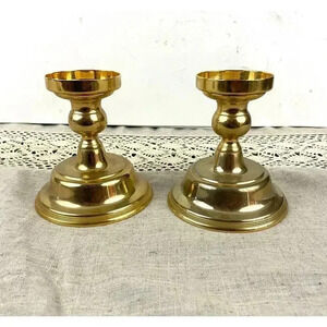 VTG Gold Tone Candlestick Candle Holders W/Inserts International Silver Company